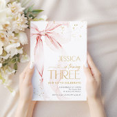 Pink Bow Girls 3rd Birthday  Kaart