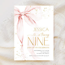 Pink Bow Girls 9th Birthday 