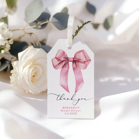 Pink Bow Girly Vrijgezellenfeest bedankt Cadeaulabel