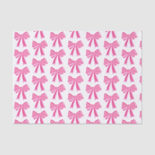 Pink Bow Glitter Wrapping Paper Tissuepapier (Voorkant)
