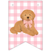 Pink Bow Golden Doodle Birthday Banner Flags (Eerste vlag)