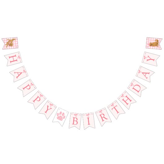 Pink Bow Golden Retriever Anniversaire Bannière dr (Tout)