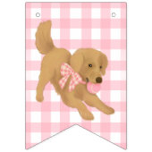 Pink Bow Golden Retriever Anniversaire Bannière dr (Premier drapeau)