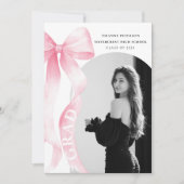 Pink Bow Graduation Aankondiging (Voorkant)