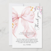 Pink Bow Graduation Bedankkaart (Voorkant)