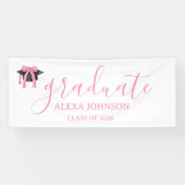 Pink Bow Graduation Cap Class Of 2026 Banner (Horizontaal)