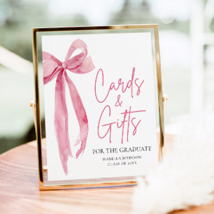 Pink Bow Graduation Party Afstuderen Kaarten en ge Poster