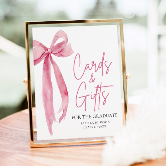Pink Bow Graduation Party Afstuderen Kaarten en ge Poster