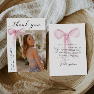 Pink Bow Graduation Party Bedankkaart