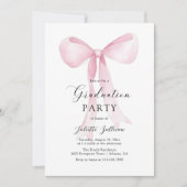 Pink Bow Graduation Party Kaart (Voorkant)