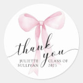 Pink Bow Graduation Party Ronde Sticker (Voorkant)