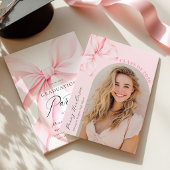 Pink Bow Graduation Photo Invitation