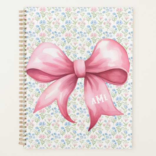 Pink Bow Grandmillennial Floral Monogram (Devant)