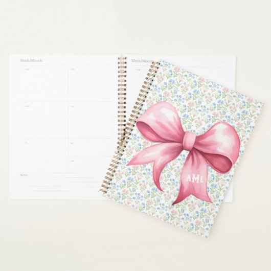 Pink Bow Grandmillennial Floral Monogram Planner (Display)