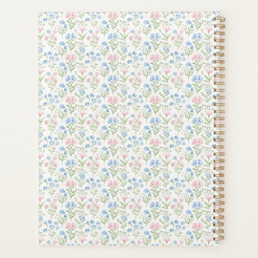 Pink Bow Grandmillennial Floral Monogram Planner (Achterkant)
