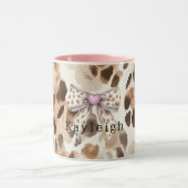 Pink Bow Heart Leopard Mok (Midden)
