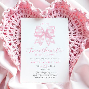 Pink Bow Hearts Baby shower Kaart