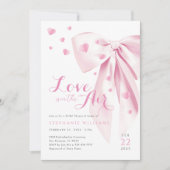 Pink Bow Hearts Invitation à la douche nuptiale (Devant)