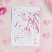 Pink Bow Hearts Invitation à la douche nuptiale