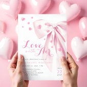 Pink Bow Hearts Invitation à la douche nuptiale