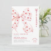 Pink Bow Hearts Valentijnse Baby shower Kaart (Staand voorkant)