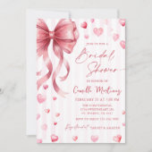 Pink Bow Hearts Valentines Bridal Shower Kaart (Voorkant)