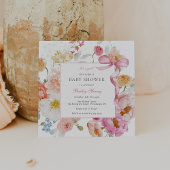 Pink Bow Het is een Girl Wildflower Baby shower Kaart