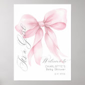 Pink Bow Het is een meisje Baby shower Welkom Poster (Voorkant)