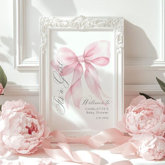 Pink Bow Het is een meisje Baby shower Welkom Poster