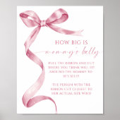 Pink Bow Hoe groot is mama's buik Baby shower spel Poster (Voorkant)