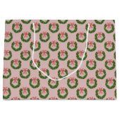Pink Bow Holiday Wreath Groot Cadeauzakje (Voorkant)