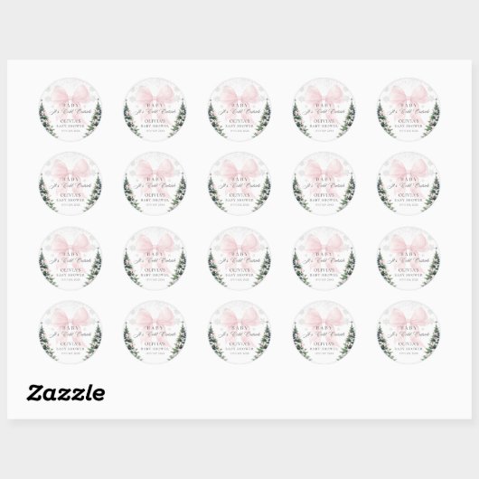 Pink Bow It's Cold Outside Baby Shower Sticker (Feuille)