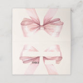 Pink Bow Ivory Place Cards | Elegant Folded (Buitenkant ongevouwen)