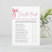 Pink Bow kent de bruid echt het bruidegom spel Kaart (Staand voorkant)