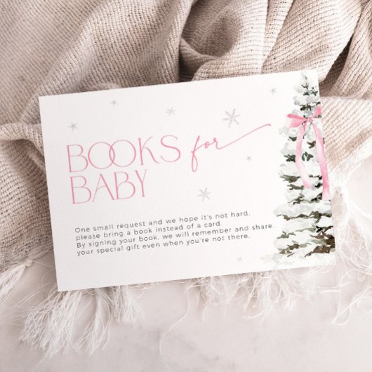 Pink Bow Kerstboeken voor Baby shower Verzoek Informatiekaartje