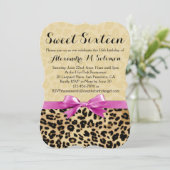 Pink Bow Leopard Sweet 16 Party Invitation (Debout devant)