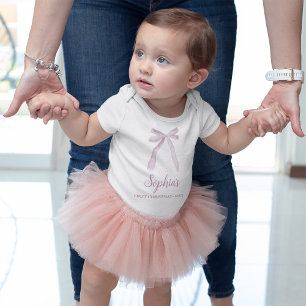 Pink Bow lint Baby's eerste kerst gewoonte Romper