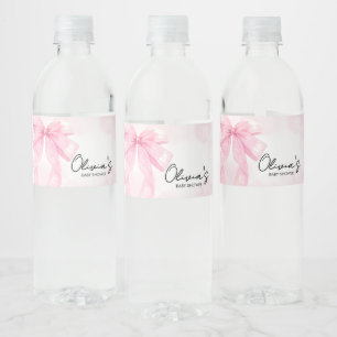 Pink Bow Little Boo Baby shower Waterfles Etiket