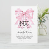 Pink Bow Little Boo Ghost Baby shower Uitnodiging (Staand voorkant)