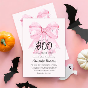 Pink Bow Little Boo Ghost Baby shower Uitnodiging