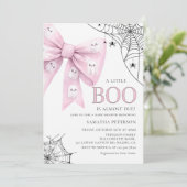 Pink Bow Little Boo Ghost Baby shower Uitnodiging (Staand voorkant)