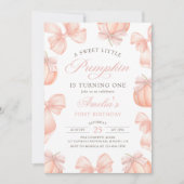 Pink Bow Little Citrouille Invitation d'anniversai (Devant)