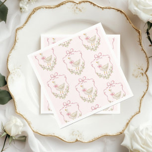 Pink Bow Little Goose bloemenkam baby shower Servet