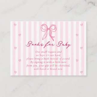 Pink Bow Little Sweetheart Books for Baby Card Informatiekaartje