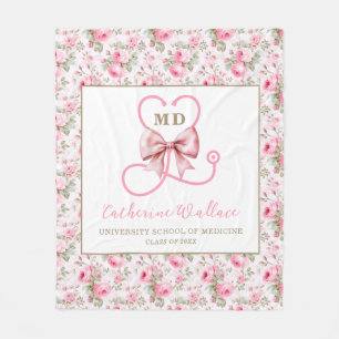 Pink Bow Med School Afstuderen Fleece Deken