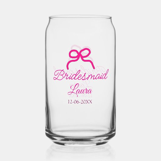PINK BOW minimalajouter nom bridesmaid année cadea (Recto)