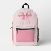 Pink Bow Monogram Cute Girly Personalized Girls Bedrukte Rugzak (Voorkant)