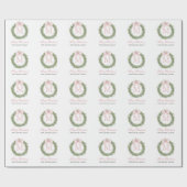 Pink Bow Monogram Wreath Christmas Cadeaupapier (Vlak)