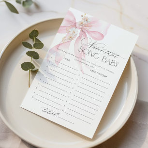 Pink Bow Naam dat nummer baby shower spel