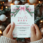 Pink Bow Noël Père Noël Baby shower Invitation
